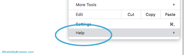 The location of the Help menu item